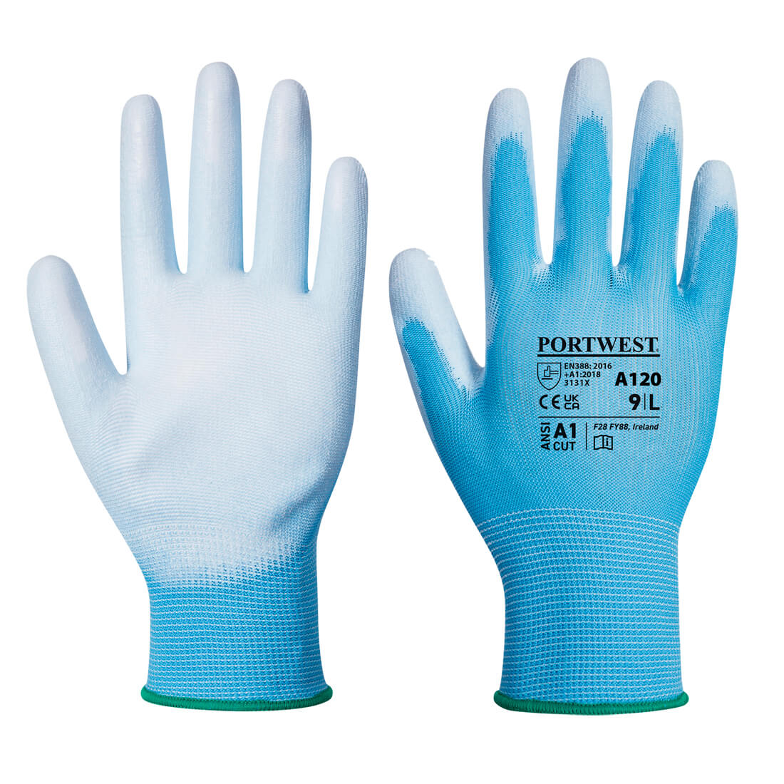 A120 Portwest® PU Coated A1 Grippy Work Gloves - Blue
